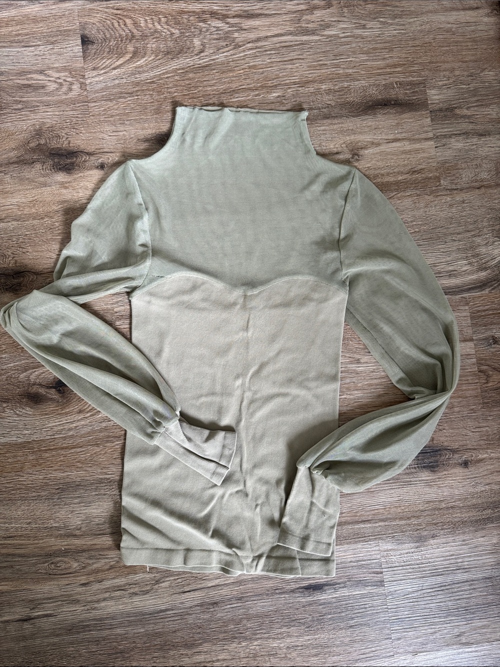 Light Olive Sheer Long Sleeve Top